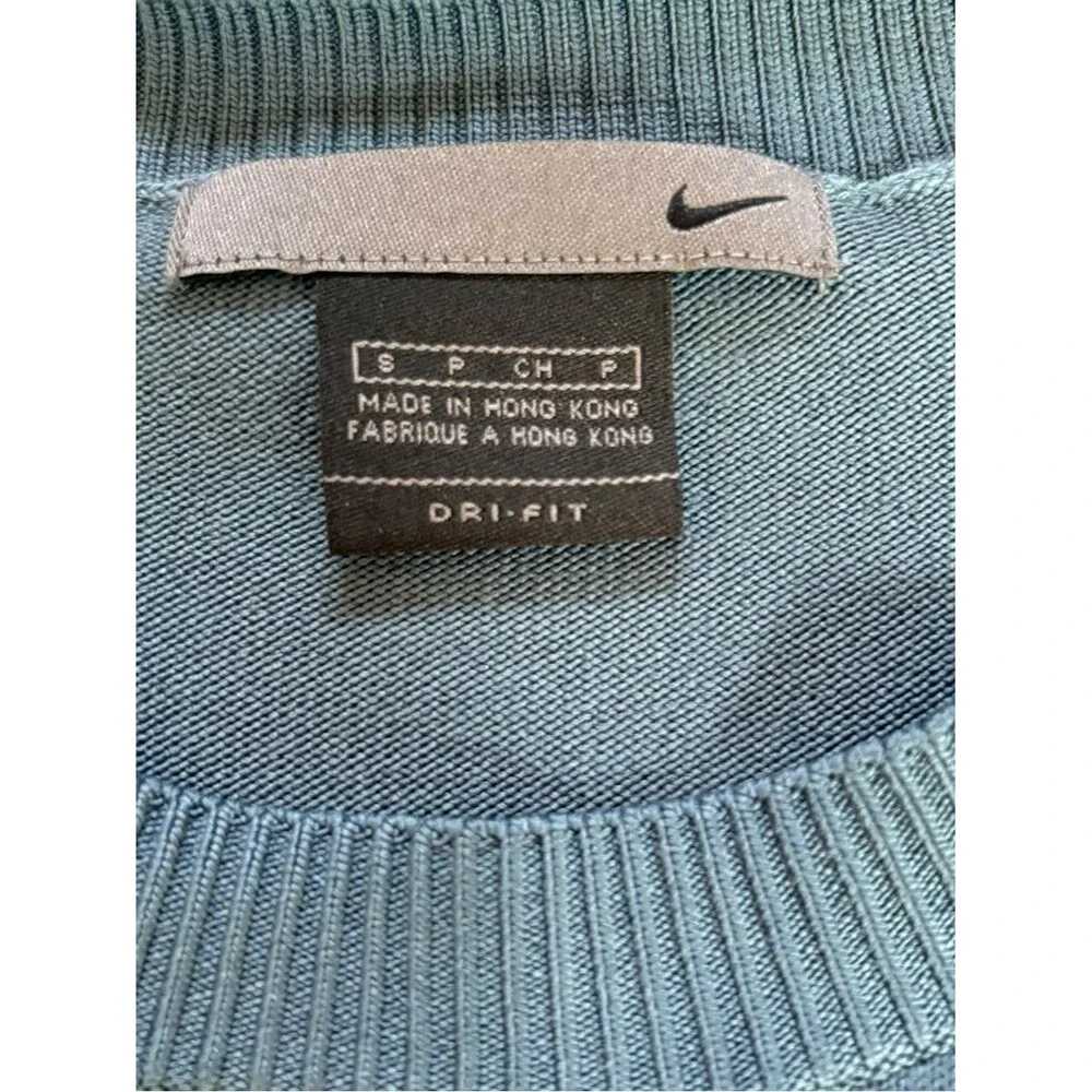 Nike Long Sleeve Crew Neck Sweater Ribbed Trim Mens Size Small Blue